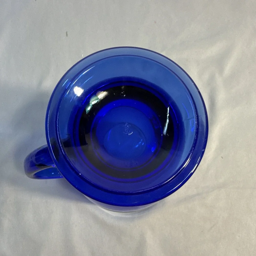 Starbucks Blue Glass Mug Cup with Handle, Script Logo - Coffee & Tea Theme